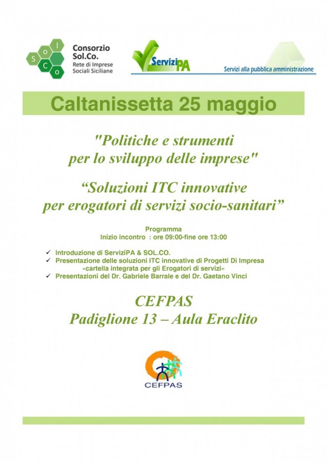Formazione e informazione per le cooperative sociali - "Politiche e strumenti per lo sviluppo delle imprese" e "“Soluzioni ITC innovative per erogatori di servizi socio-sanitari”