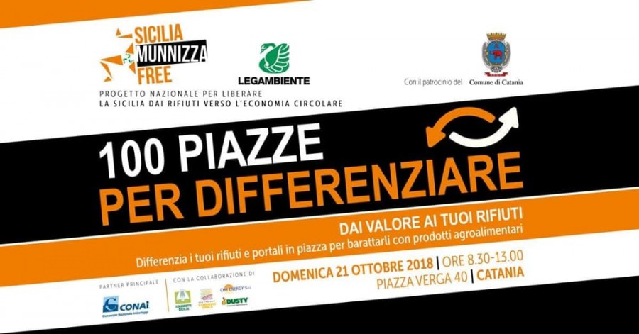 100 piazze per differenziare: domani 21 ottobre a Catania