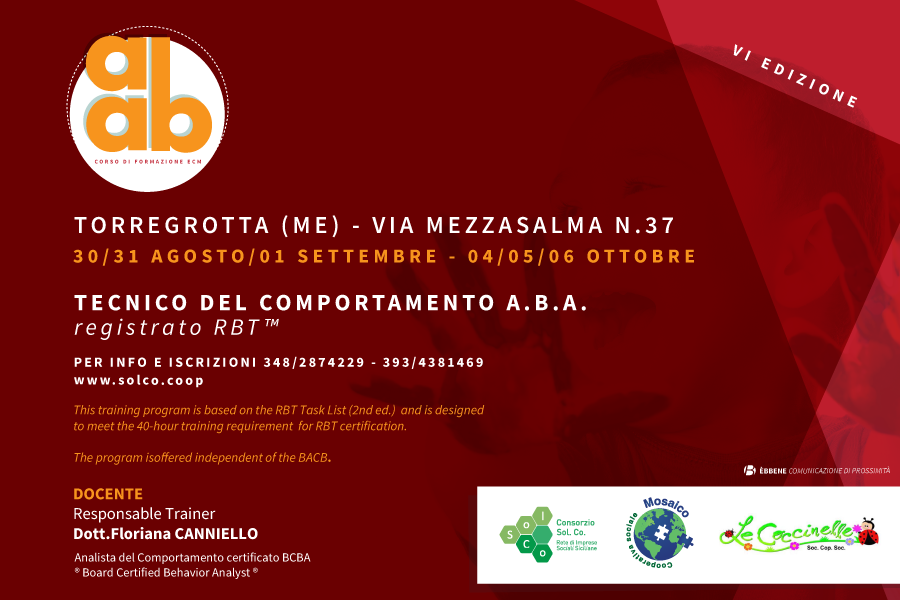 Formazione per “Tecnico del comportamento A.B.A. - certificato RBT™": aperte le iscrizioni per la VI edizione a Messina